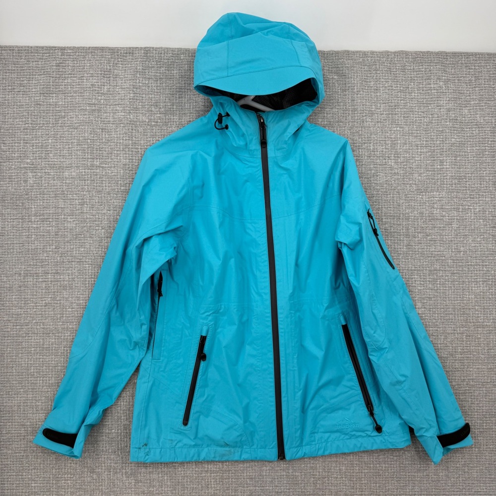 L.L. Bean Rain Jacket Women S Blue TEK Hooded Waterproof Gorpcore